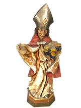 Early 18TH C. Polychrome Carved Wood Statue Saint W/ Bull / Roman Bishop PICK1 - £2,406.29 GBP