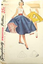 Vtg 50s Pattern Simplicity #4753 Girl's Circle Skirt SZ 8 Waist 23" Tran... - $17.82