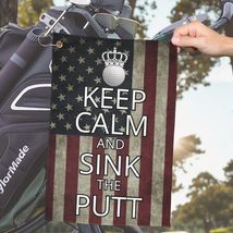 Keep Calm and Sink The Putt Golf Towel Microfiber with Grommet, Ring, Fu... - $17.89