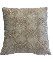 Artistic Accents Beaded Silver Christmas Holiday Throw Pillow 12x12&quot; - £41.27 GBP