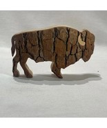 Bison Sm American Buffalo Wood Bark Handcrafted Figurine Made in Poland ... - $19.75