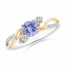 Tanzanite and Diamond Twisted Vine Ring in 14K White &amp; Yellow Gold Ring Size 6 - £544.51 GBP