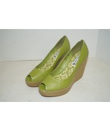 American Eagle Green Platform Wedge Heels Slip On Shoes sz 10 - £23.21 GBP