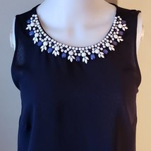 Ann Taylor Navy Embellished Neckline Sleeveless Pullover Top Blouse Size XS - £15.69 GBP