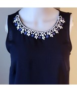 Ann Taylor Navy Embellished Neckline Sleeveless Pullover Top Blouse Size XS - £15.39 GBP