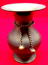 Vintage Small Brass Rope Tassel Vase Made in India 5 x 3 - $10.00