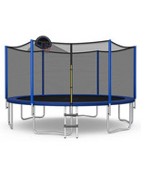 15/16 Feet Outdoor Recreational Trampoline with Enclosure Net-15ft - Col... - €585,19 EUR