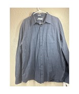 Calvin Klein Long Sleeve Button Down Blue Shirt Business Casual Size XXL - $27.96 CAD