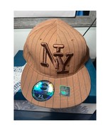 NY Pinstripe Hat Brown with Embroidered NY and New York in Back XL 7 3/4 - $26.87 CAD