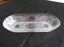 Vtg. ANCHOR HOCKING Pressed SANDWICH Glass RIPPLE TOP Oblong CRYSTAL BOWL - $19.80