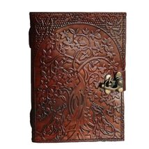HG-LTHR 18 Cm Tree of Life Howling Wolf Leather Blank Grimoire Journal B... - $27.00