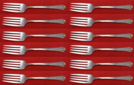 Damask Rose by Oneida Sterling Silver Salad Fork Set 12 pieces 6 1/2" - £469.00 GBP