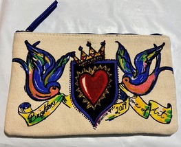 BRIGHTON 2019 Love Of Art Canvas Multi-Color Zipper Pouch/Cosmetic Bag NWOT - $167.57 MXN