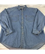 Levi&#39;s Denim Shirt Red Tab Sz Large Metal Buttons Vtg 90s Faded - $438.89 MXN