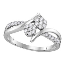14k White Gold Round Diamond Double Cluster Bridal Wedding Engagement Ring - £395.08 GBP