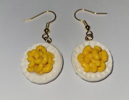 Mac N Cheese Earrings Gold Tone Wire Kids Charms Pasta Dish - £6.79 GBP