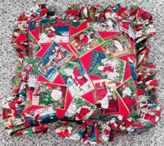 Handmade Pillows 15&quot; Square Christmas Santa Claus Toy Sack Ruffled Edge - $9.55
