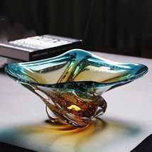 Luxury Modern Gradient Glass Square Fruit Bowl, Contemporary Teal to Amb... - $3,678.44 MXN