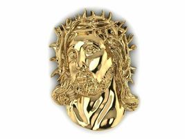 925 Sterling Silver Men&#39;s Jesus Face Piece Pendant 14k White Gold Over - £114.10 GBP