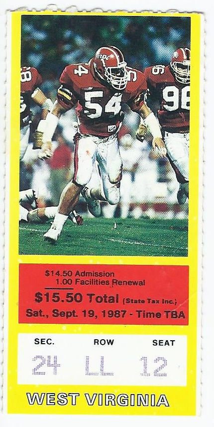 Primary image for 1987 NCAA College Football Ticket Stub West Virginia @ Maryland September 19th