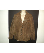 Guess Leather Jacket Women&#39;s Size Large Brown Distressed - £37.25 GBP