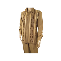 Men Silversilk 2pc Fancy walking leisure suit Italian woven knits 4407 Cafe Tan image 9