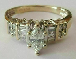 2.50Ct Marquise Cut Lab Created Diamond Engagement Ring 14K Yellow Gold Plated - £93.87 GBP