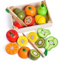 11Pcs Wooden Pretend Cutting Play Food Toy For Toddlers, Early Education Toy For - £25.49 GBP