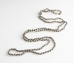 Amazing Leather Strand Necklace w/ Silverplate Beads &amp; Magnetic Clasp - £98.71 GBP