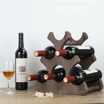 Rustic Wood Wine Bottle Holder 6 Bottles Counter Top Wine Racks Storage ... - £28.18 GBP