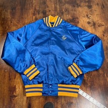 California High Embroidered Blue &amp; Yellow Satin Snap Button Jacket Size XS - £38.93 GBP