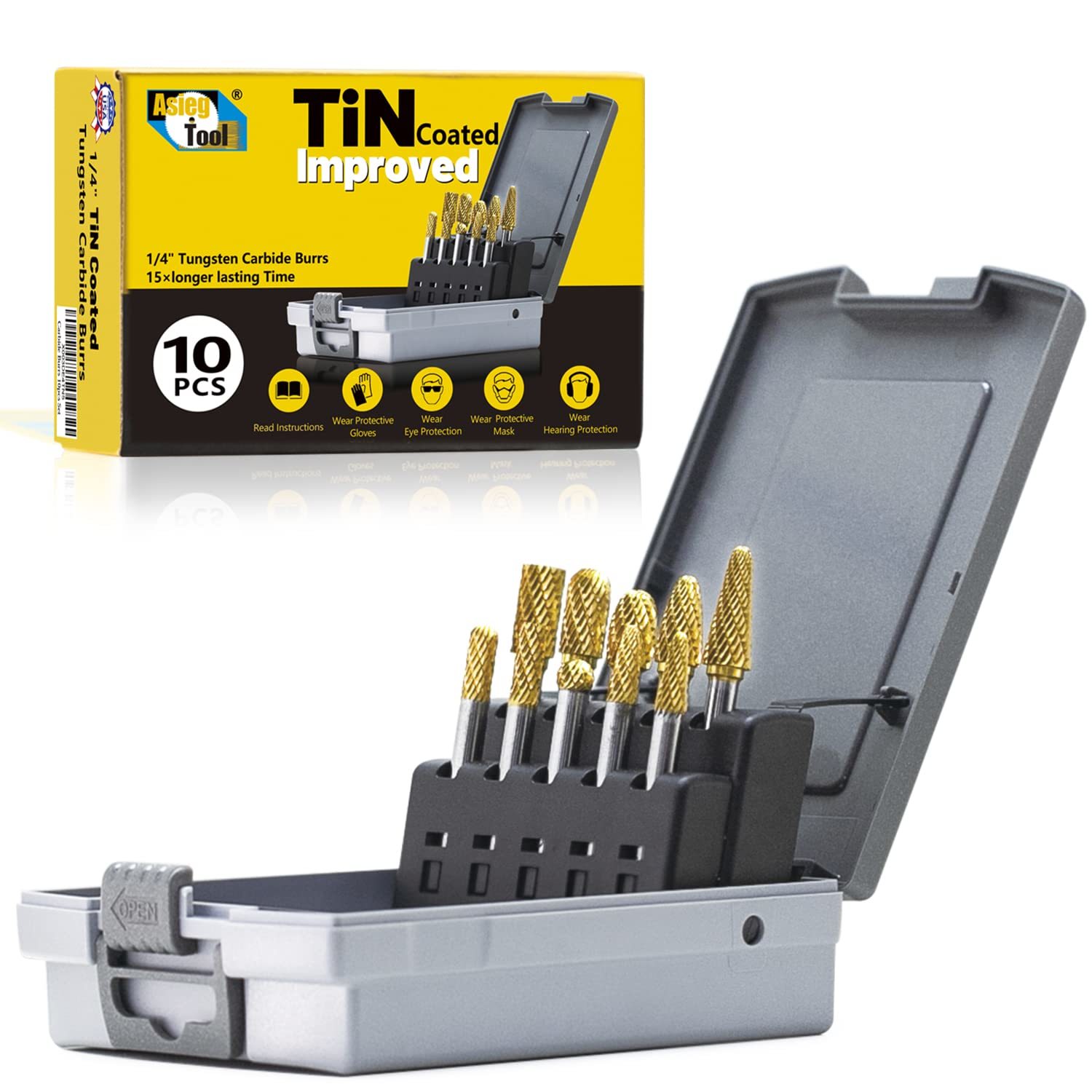 Carbide Burrs Tin Set With 1/4&#39;&#39;Shank Double Cut Solid Power Tools Tungsten - $85.94