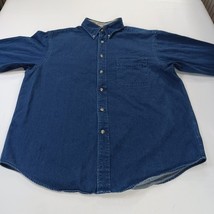 Roundtree & Yorke Men's Blue Cotton Button-Down Denim Shirt Size Large image 12