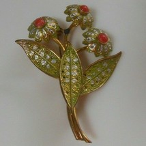 Vintage Signed Spain Damascene Flower Brooch - £18.92 GBP