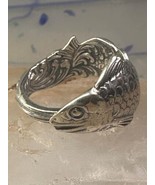 Fish spoon ring size 7.50 adjustable fishermen sterling silver band - $1,269.80 MXN