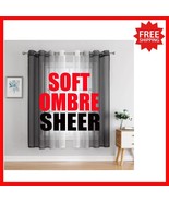 Modern Grey and White Ombre Sheer Curtains - 63 Inch Light Filtering Dra... - $47.51