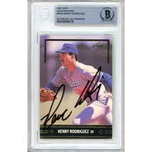 Henry Rodriguez Los Angeles Dodgers Auto 1991 Leaf Gold Rookies Signed BAS Slab - £78.21 GBP