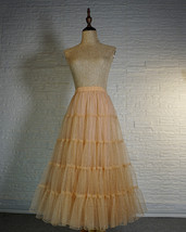 Gold Layered Tulle Skirt Women A-line Plus Size Sparkle Tiered Tulle Skirts image 4