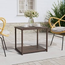 Modern Poly Rattan Outdoor Garden Patio Coffee Side End Table With Lower Shelf - £37.98 GBP