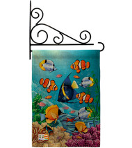 Coral Life Burlap - Impressions Decorative Metal Fansy Wall Bracket Garden Flag  - £27.23 GBP