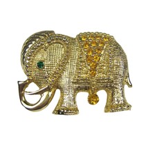 Jewelry Fashion Brooch Goldtone 1.75 Inch Pin Elephant Rhinestones Animal - $19.79