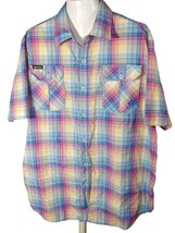 Akademiks Men&#39;s Shirt Short Sleeve Button Down Collared Multicolor Plaid SZ 2X - £16.52 GBP
