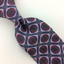 Wembley Tie Silk Purple Red Grid/Geometric Narrow Necktie Mens I15-72 Vintage - £12.37 GBP