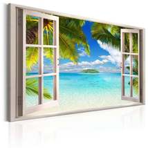 Tiptophomedecor Stretched Canvas Landscape Art - Window: Sea View - Stretched &amp;  - £79.92 GBP+