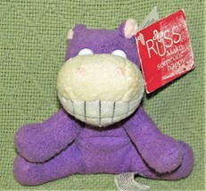6&quot; Vintage Russ Grinnies Bean Bag Plush Purple Hippo Tag Toy Htf Luv Pets - £10.54 GBP