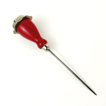 Vintage 8-Inch Ice Pick with Ice Cracking Cap Wooden Red Handle - £7.03 GBP