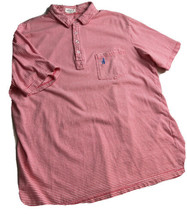 Johnnie O Men Golf Polo Shirt Pink Striped Short Sleeve 100% Cotton Pocket XL - $24.72