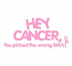 Hey Cancer you picked the wrong B*tch - Breast Cancer 7&quot; x 3.2&quot; Various Colors! - £5.49 GBP