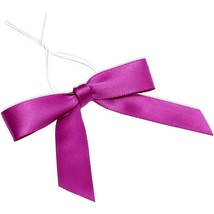 100 Pack Purple Satin Bow Twist Ties With Clear Twist Ties For Treat Bag... - £15.97 GBP