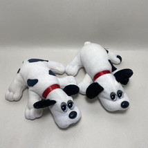 2 VTG  1986 Tonka Pound Puppies White with Black Spots Plush Red Collar ... - $10.59